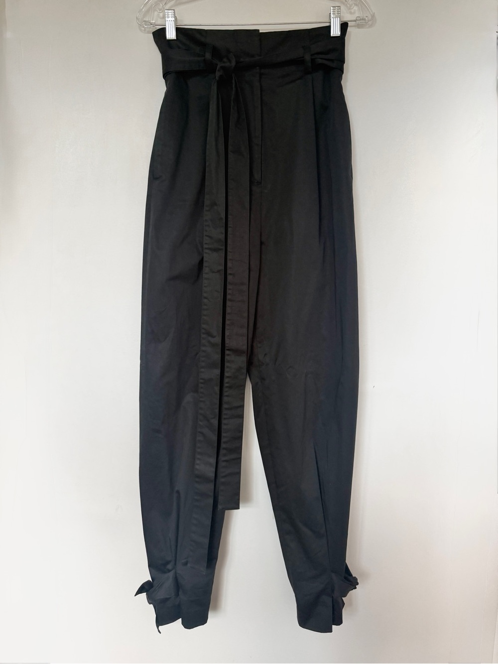 Rosetta Getty high waist black paperbag balloon trouser pants with tie belt